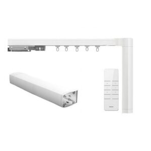 Белый электрокарниз Dooya DT82TV RS485 с мотором и пультом ДУ для управления шторами.